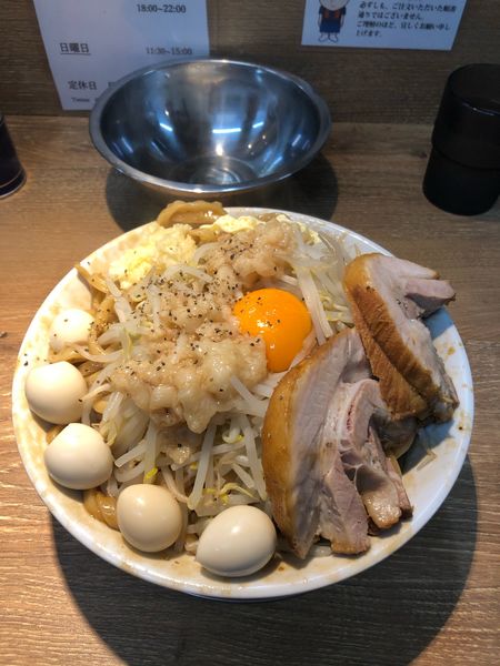 「汁なし、特盛、大盛り、紅しょうが、うずら」@麺屋 浜一の写真