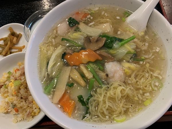 「海鮮麺セット」@四川料理 巴蜀百味 門前仲町店の写真