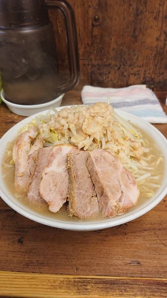 「大豚 ネギ  野菜  ニンニク  油」@ラーメン二郎 品川店の写真