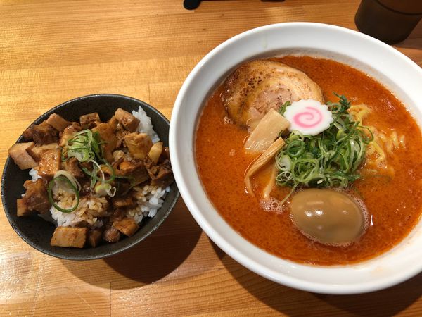 「海老そば味玉そば&焼豚丼」@麺屋 じすりの写真