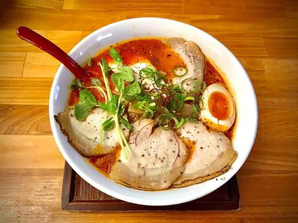 「濃厚鶏白湯 辛口太麺+チャーシュー追加」@九六亭の写真