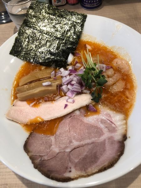 「[限定]エビ白湯850円」@ラーメン 億人隊長の写真