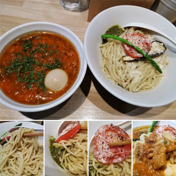 「トマトと牛すじタップリつけ麺(限定)＋味玉＝1050円」@中華ソバ ビリケンの写真