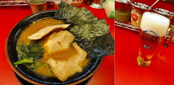 「ラーメン700円中盛150円豚トロ30円×3枚ビール200円」@柏 王道家の写真