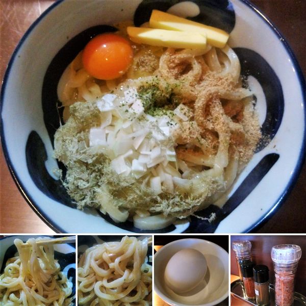 「釜玉バタうどん(大盛)　825円」@うの写真
