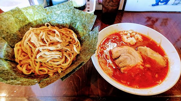 「小つけ麺(ヤサイ少なめ･ニンニク)+海苔Ｗ･魚粉」@麺屋 歩夢の写真