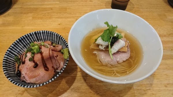 「芳醇真鯛そば 800円 + チャーシュー丼 450円」@寿製麺よしかわ 坂戸店の写真