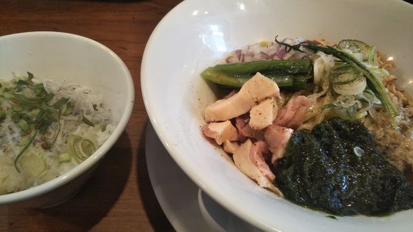 「ランチセット1000円（アサリと生のりまぜ＋山椒ジャコ飯）」@kingyo noodlesの写真