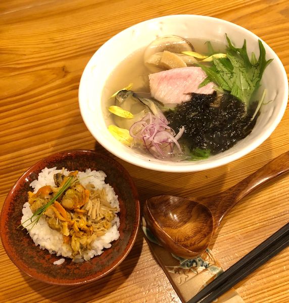 「牡蠣貝節らぁ麺¥1200＆贅沢貝ご飯￥100」@和食と日本酒 大塚・みや穂の写真