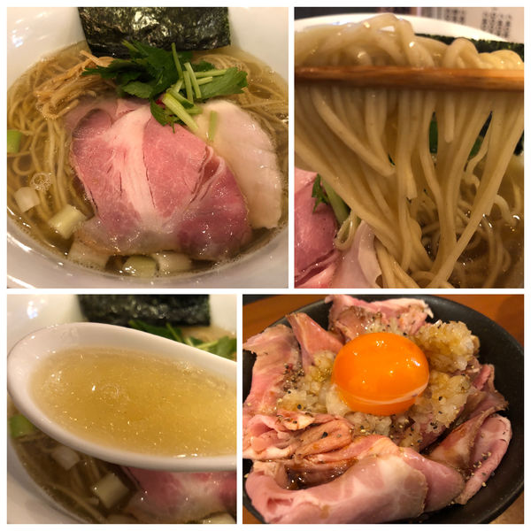 「淡麗煮干蕎麦 850円 ローストポーク丼 450円」@自家製手もみ麺 鈴ノ木の写真