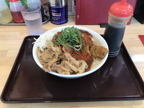 「紅の豚 中盛 激辛 ニンニク増し」@らーめん 八幡屋の写真