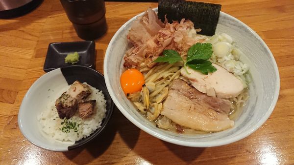 「【限定】アサリと上州地鷄のまぜそば～おい飯付（中）1050円」@麺屋 ひな多の写真