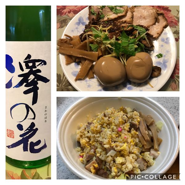 「テイクアウト　鶏モモチャーシュー丼+チャーハン」@山びこの写真