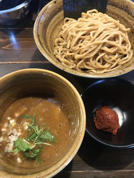 「海老つけ麺、辛玉」@つけ麺 花みずきの写真