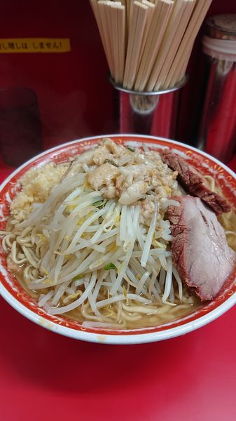 「大麺マシ  野菜  ニンニク  油」@ラーメン二郎 上野毛店の写真