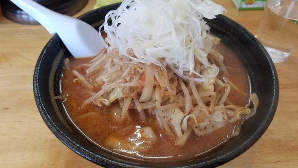 「みそ　２辛　白ネギトッピング」@らぁめん 鶏支那屋の写真