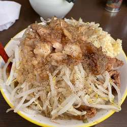 並麺少なめ　ヤサイニンニクマシアブラマシマシ