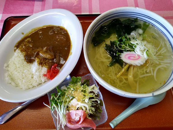 「特製カレーライス+ラーメン(塩) 650円」@食堂 大関の写真