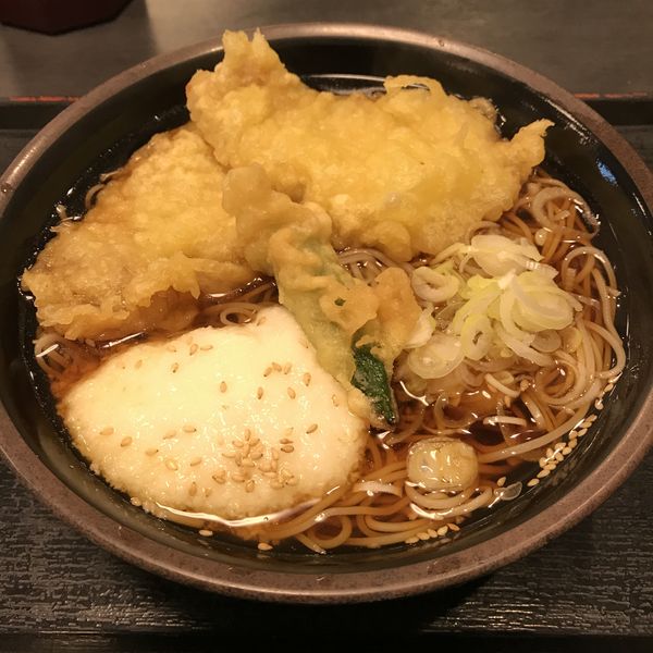 「【期間限定】豚天とろろ（￥580)＋そば大盛り（クーポン）」@ゆで太郎 久が原店の写真