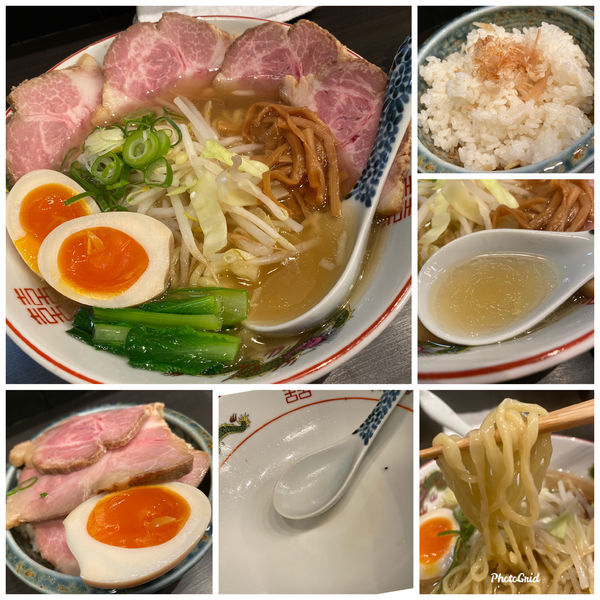 「味玉チャーシュー 塩 1050円 生姜飯 100円」@中華麺きなりの写真