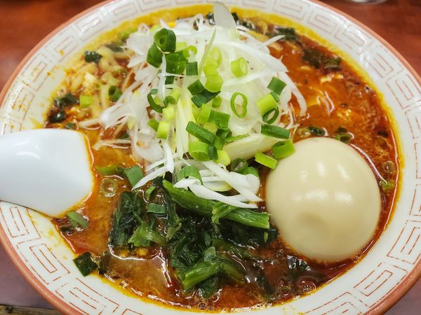 「ミニドラたんたんめん680円辛さ上級＋煮卵100円」@らーめん ドラごんちの写真