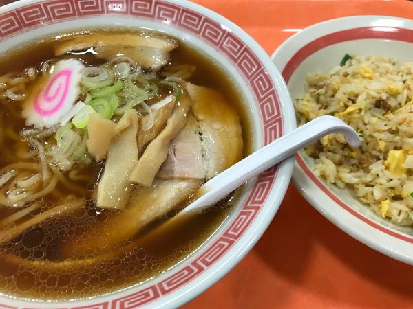 「中華そば（醤油）半チャーセット」@幸楽苑 ジョイフル本田ニューポートひたちなか店の写真