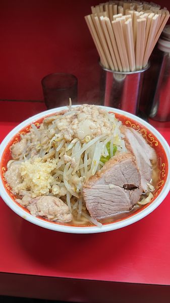 「大麺マシ   野菜   ニンニク   油」@ラーメン二郎 上野毛店の写真