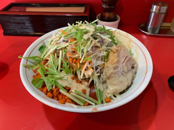 「【ゲリラ限定】メガ冷やし中華」@蒙麺 火の豚の写真