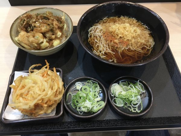 「そば、海老と筍かき揚げ丼(690¥)」@ゆで太郎 荒川沖店の写真