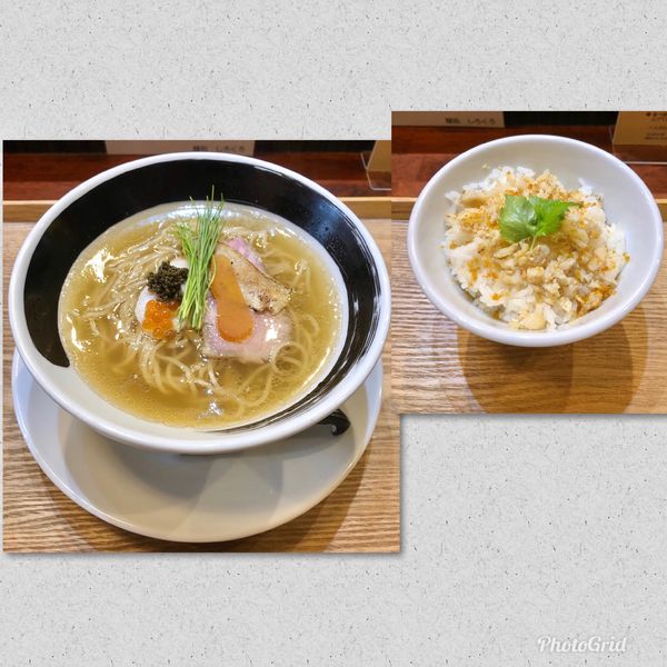 「のどぐろ煮干の白醤油そば¥990＆〆用ご飯¥150」@麺処しろくろの写真