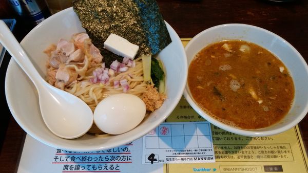 「【限定】鯖シャバカレーつけ麺¥1050-＋味玉サービス」@塩生姜らー麺専門店MANNISHの写真