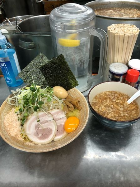「鮭ハラス出汁つけそばハラスソース付き大盛り」@覆麺 智の写真