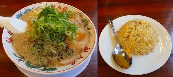 「醤油ラーメン脂多め+小チャーハン」@魁力屋 越谷店の写真
