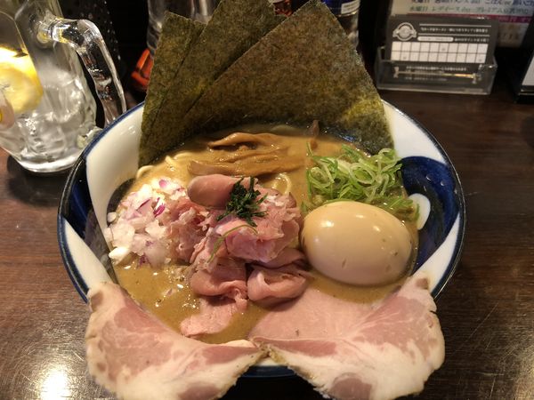 「純濃煮干そば+得のせトッピング+ハイボール」@九十九里煮干つけ麺 志奈田の写真