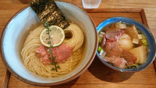 「昆布水のつけめん塩(300g)¥1000-+味玉¥100-」@YOKOKURA STOREHOUSEの写真