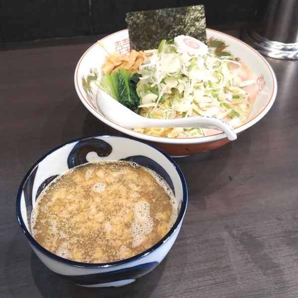 「【限定】薬味納豆つけ麺＋卵黄生姜めし」@中華麺きなりの写真