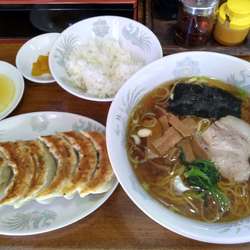 Aセット(ラーメン 餃子他) 770円 半ライス(サービス)