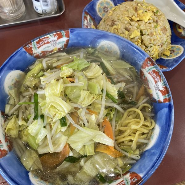 「タンメン＋ミニチャーハン（平日限定セット）」@手打らーめん 珍來 つくば松代店の写真