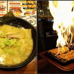 とんこくラーメン690円＋大盛餃子(32個)699円＋税