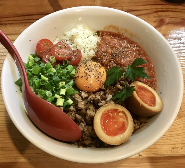 「トマトまぜメン+煮卵」@十夢の写真