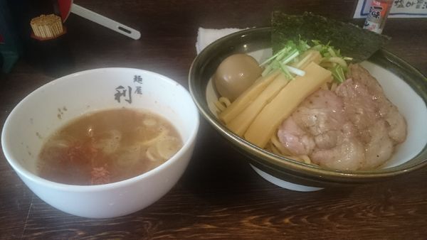 「エビ辛つけめん・大盛・特トッピング　￥１２００」@自家製麺 麺屋 利八の写真