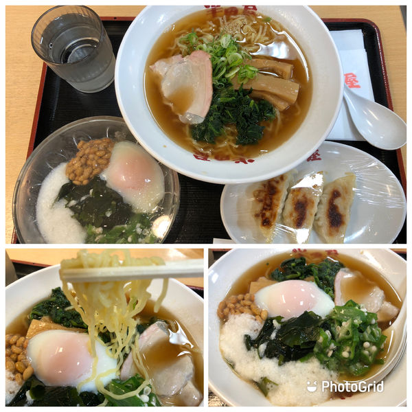 「醤油ラーメン＋ネバネバ＋餃子 637円」@大衆食堂 半田屋 東口BiVi店の写真