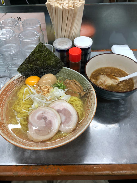 「裏、赤じゃこと和牛出汁つけ麺熱盛り醤油大盛り」@覆麺 智の写真