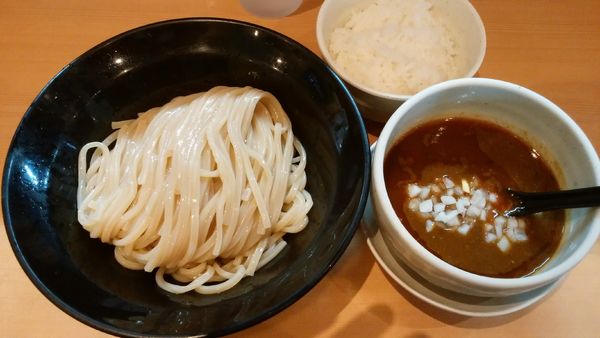 「【限定】スパイシーカレーエビつけめん半ライスセット¥900-」@麺堂 稲葉の写真