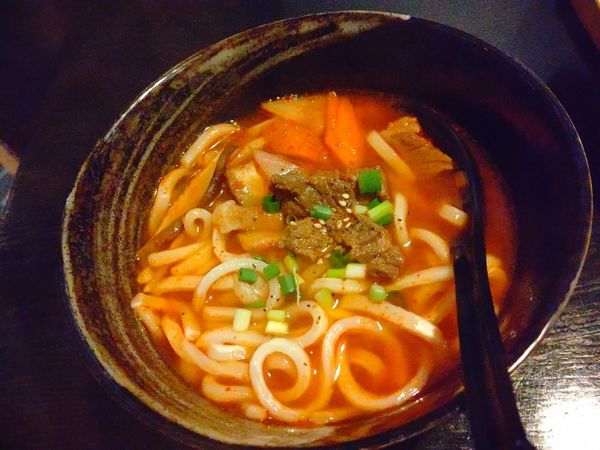 「カルビうどん(並盛)748円」@焼肉 ふくろうの写真