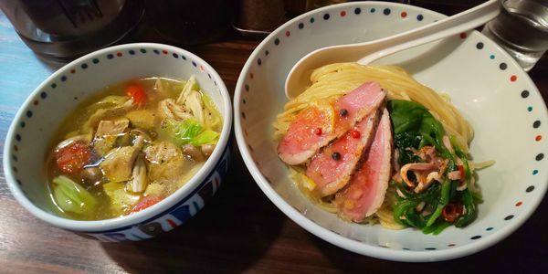 「鴨つけ麺～洋風塩味～(限定)」@らー麺 あけどやの写真