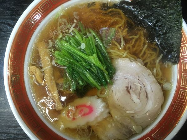 「浜田屋中華そば 620円（ほうれん草+100円）」@中華そば 浜田屋 平須店の写真