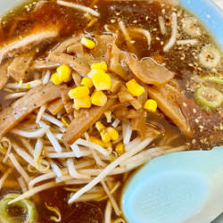 醤油ラーメン600円+メンマ100円+チャーシュー1枚150円税