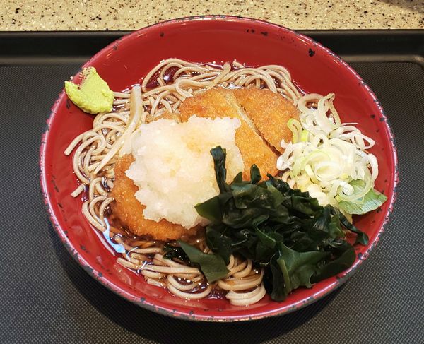 「冷やしおろしカツそば」@名代 富士そば 新宿店の写真