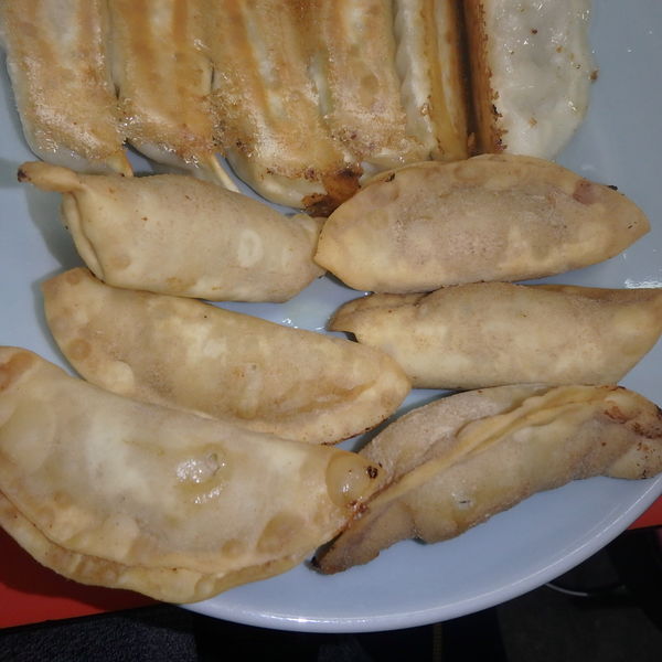 「焼、水、揚餃子(各248円)、ライス108円」@宇都宮みんみん 本店の写真